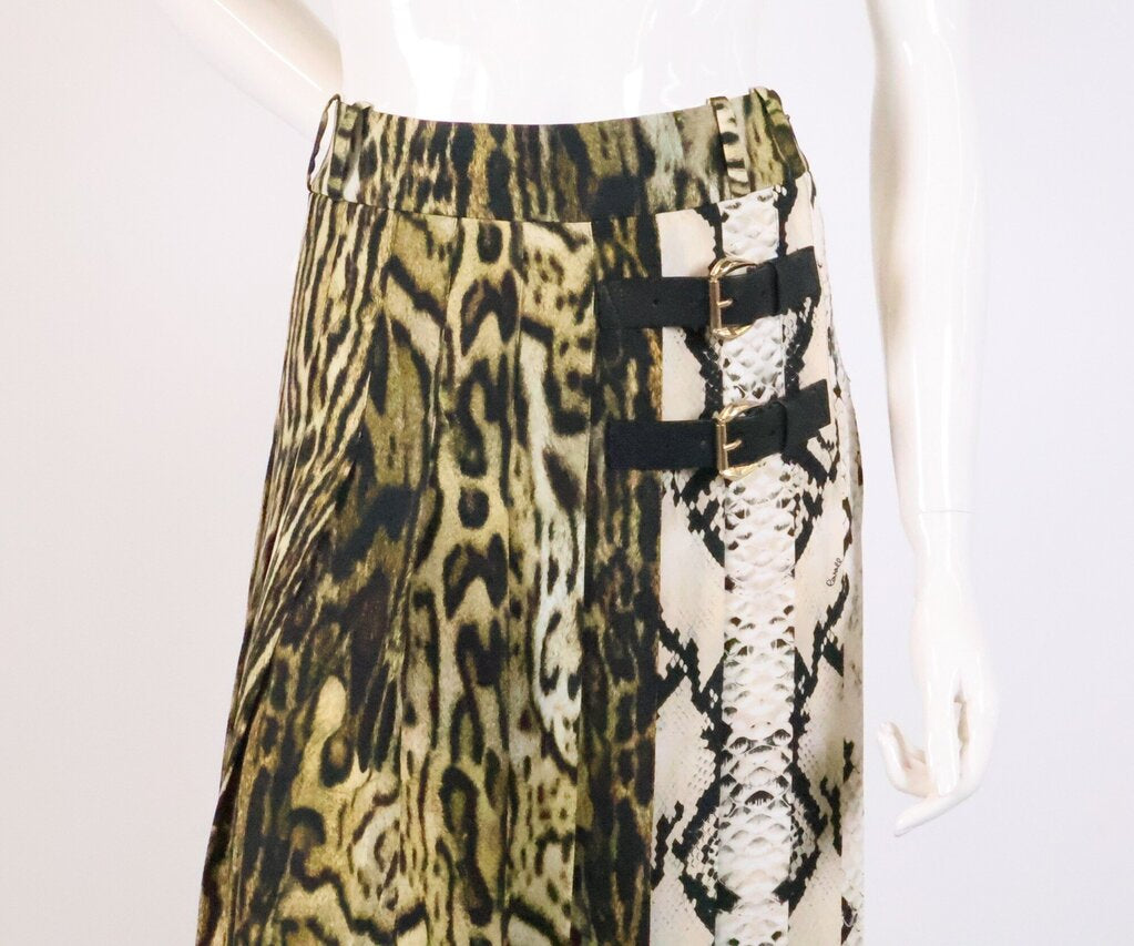 (40) Leopard/Snake Pleated Maxi Skirt