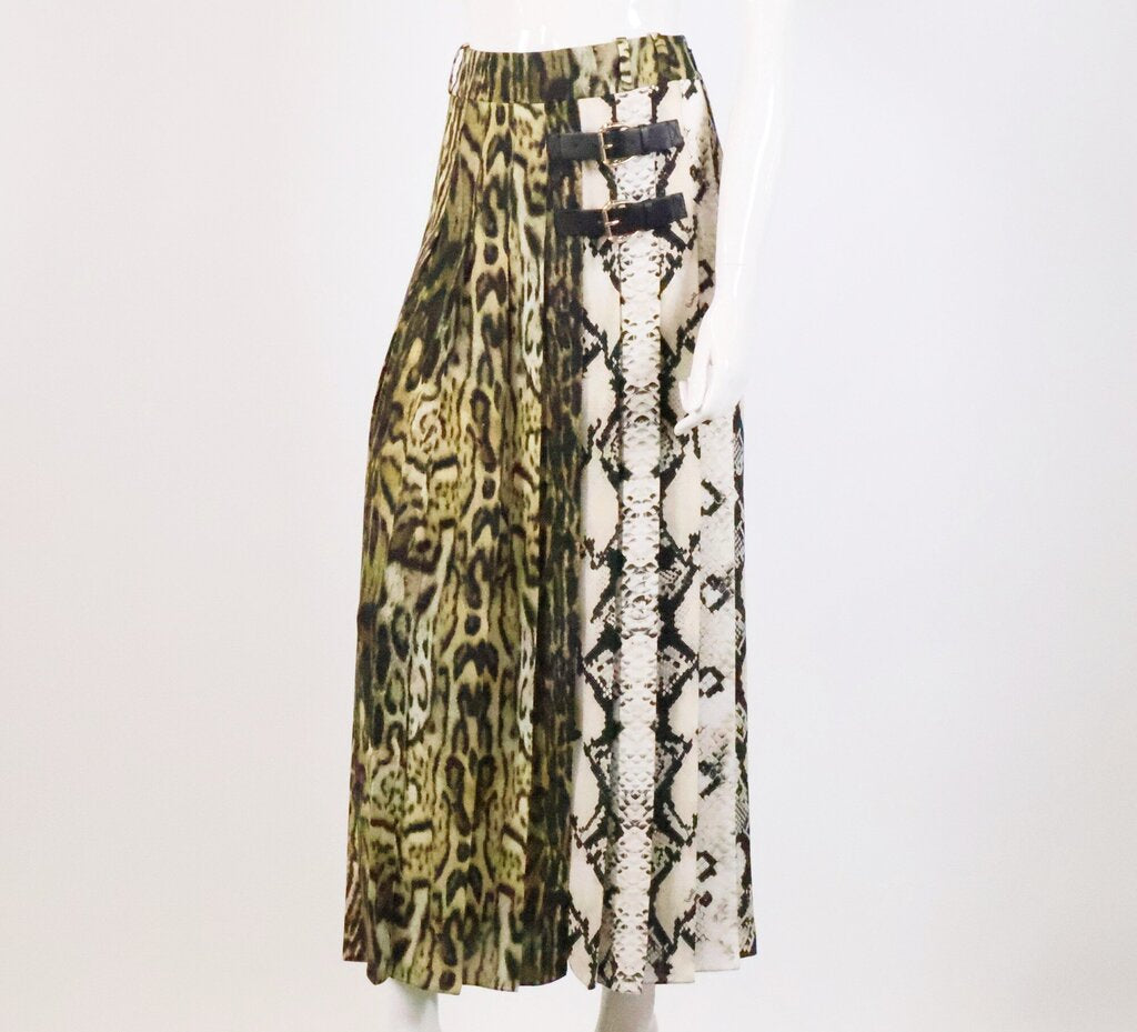 (40) Leopard/Snake Pleated Maxi Skirt