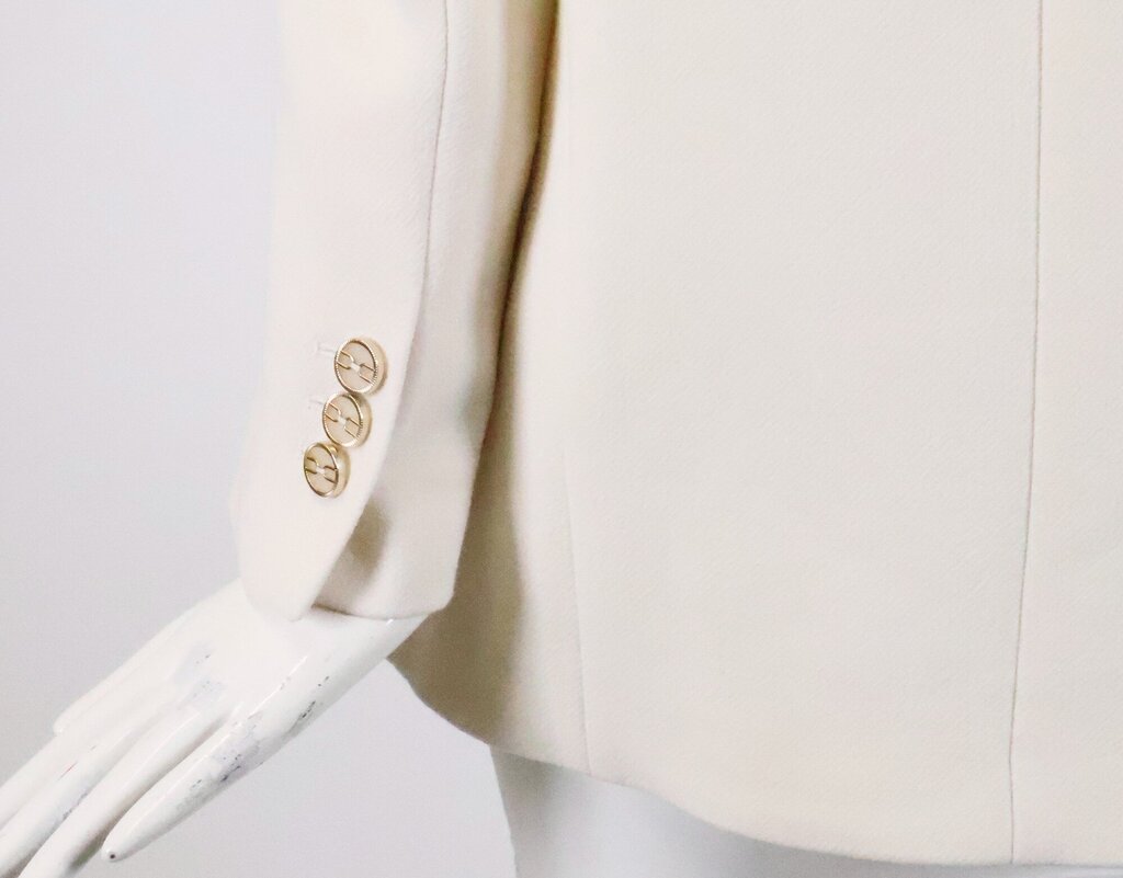 White Double Breasted Blazer with Gold Buttons (S)