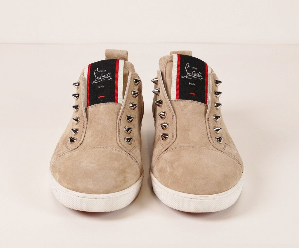Beige Suede and Silver Stud Sneakers (8.5)