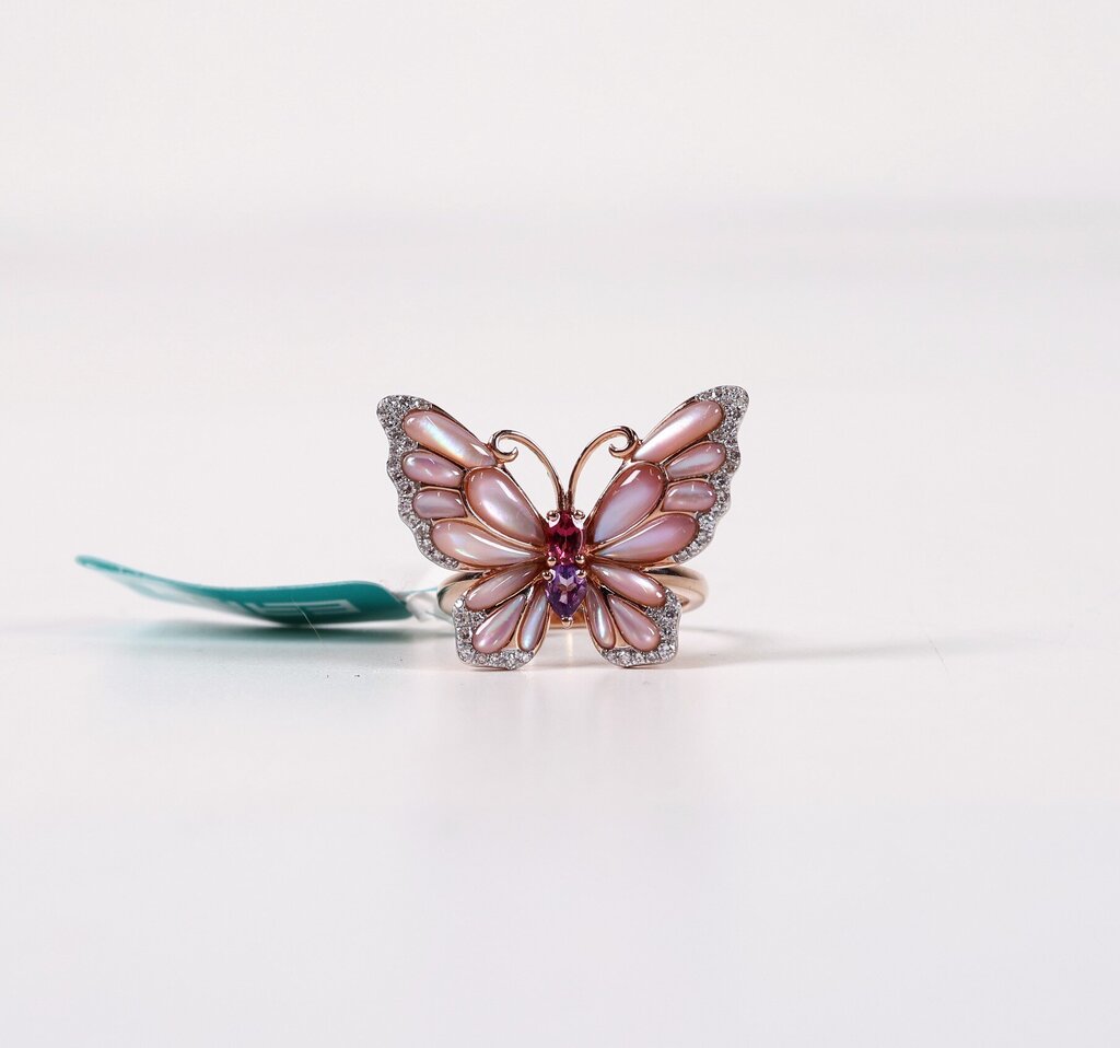 14K Rose Gold Diamond and Mother of Pearl Butterfly Ring (7)