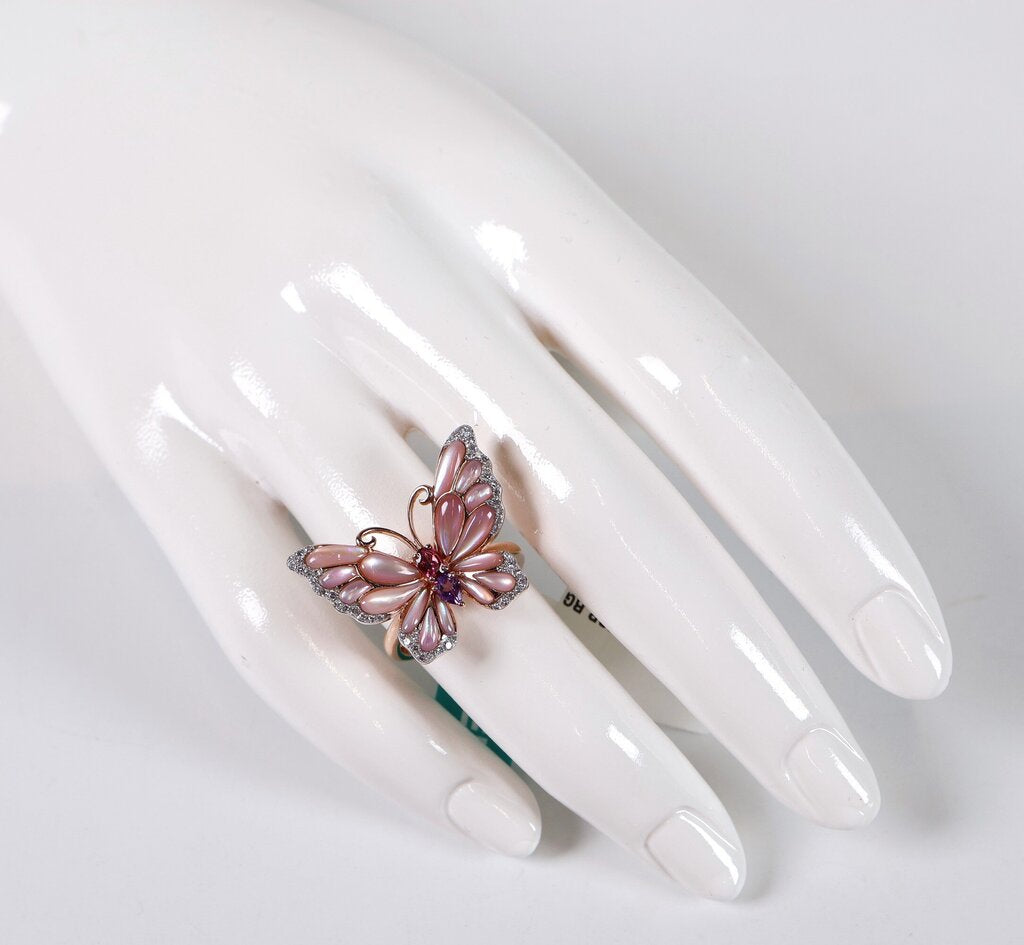 14K Rose Gold Diamond and Mother of Pearl Butterfly Ring (7)