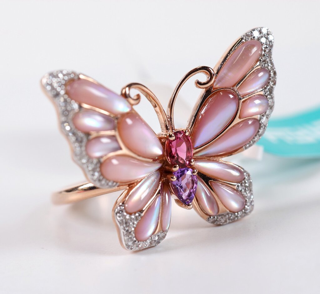 14K Rose Gold Diamond and Mother of Pearl Butterfly Ring (7)