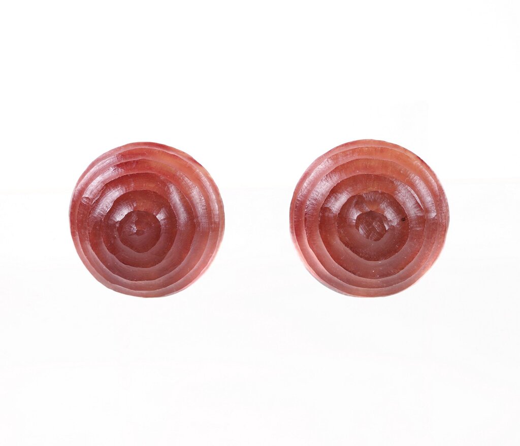 Rose Color Lucite Dome Clip Earrings