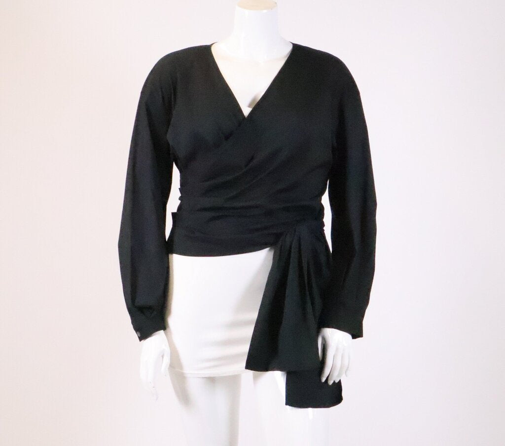 Black Cotton Wrap Top (XL)