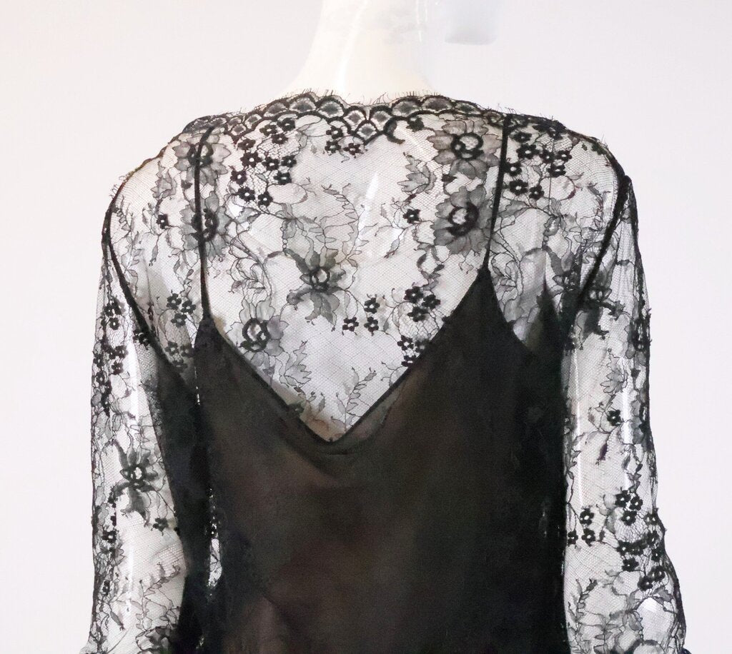 (12) Black and Gold Lace Blouse