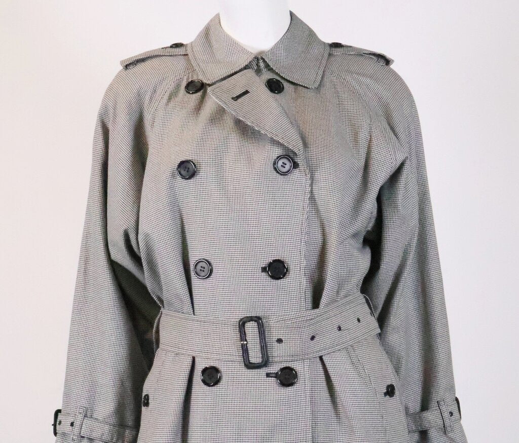 Black and White Houndstooth Trench Coat (S)