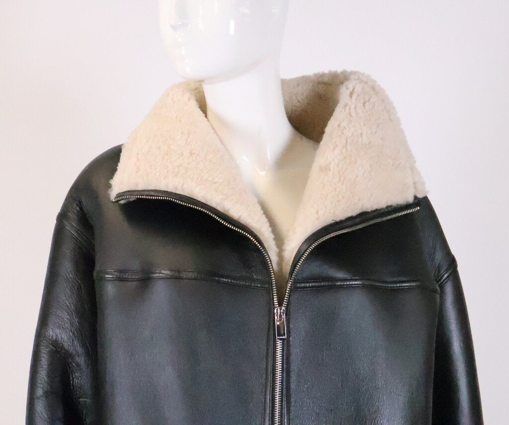 Black and White Shearling Jacket (XXS)