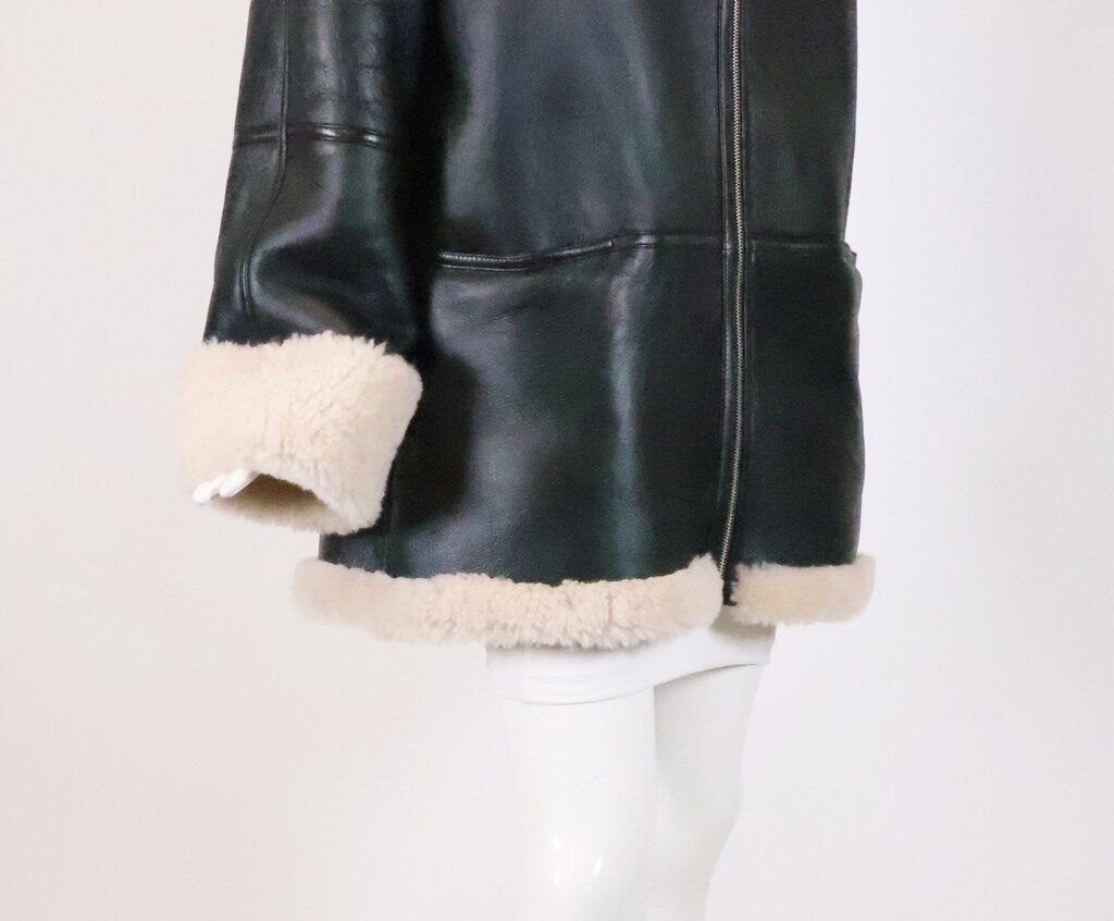 Black and White Shearling Jacket (XXS)