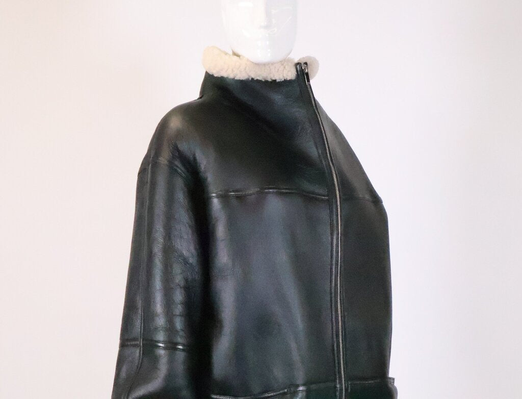 Black and White Shearling Jacket (XXS)