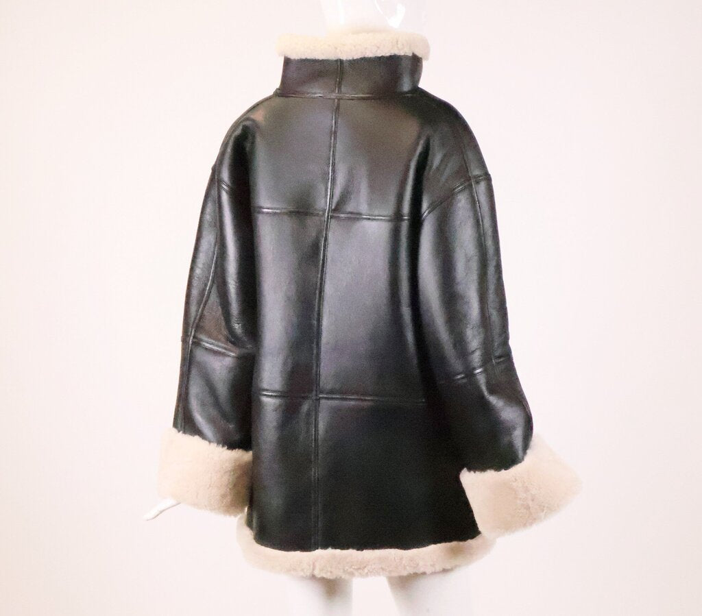 Black and White Shearling Jacket (XXS)