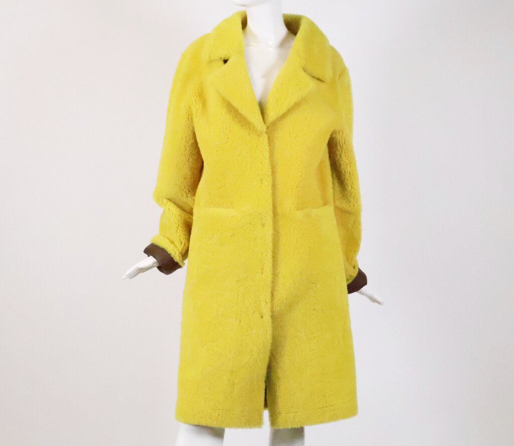 Oversized Yellow Shearling Trench (M)