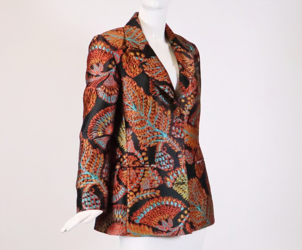 Black and Multi-Color Embroidery Blazer (L)