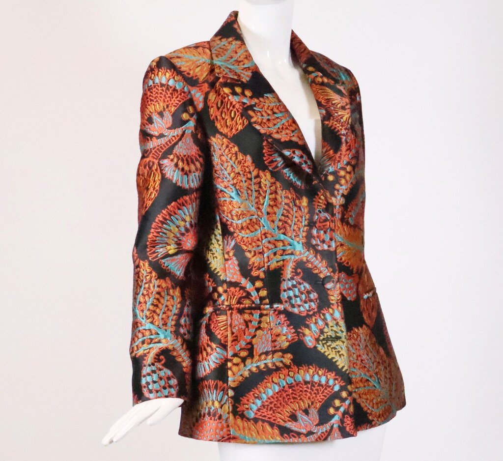 Black and Multi-Color Embroidery Blazer (L)