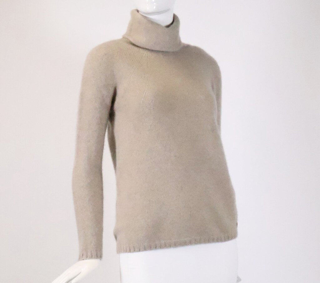 Beige Cashmere Turtleneck Sweater (S)