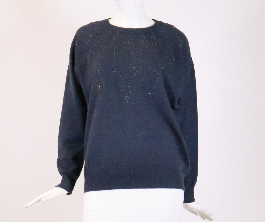 Dark Blue Fractal Monili Collar Sweater (M)