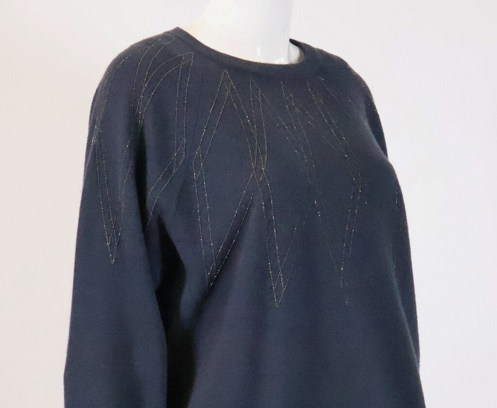 Dark Blue Fractal Monili Collar Sweater (M)