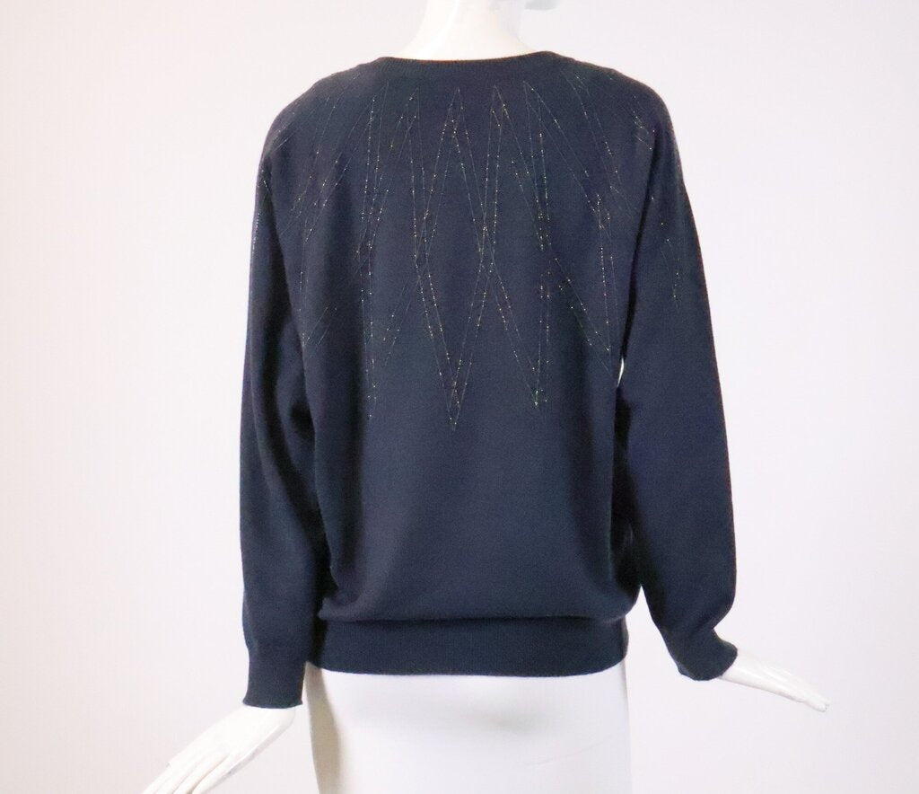 Dark Blue Fractal Monili Collar Sweater (M)