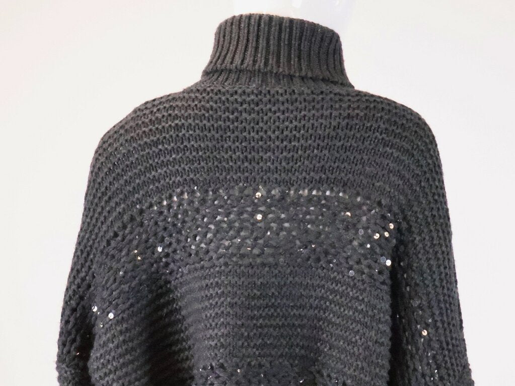 Dark Grey Sequin Turtleneck Sweater (M)