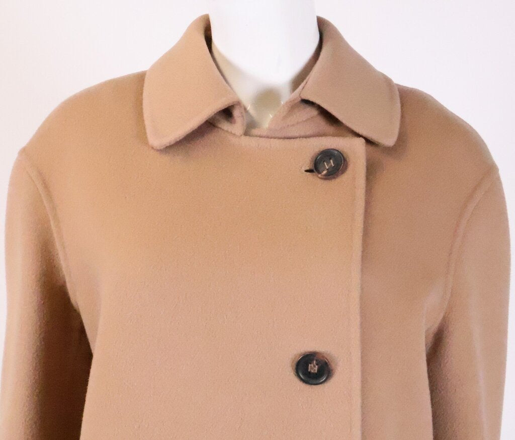 (size 36) camel wool double breasted short coat