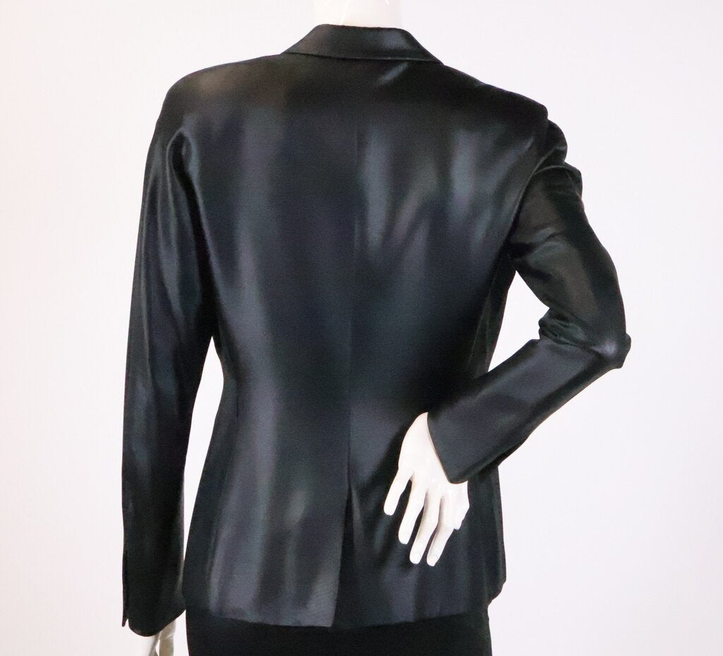 (2) Black Satin Skirt Suit
