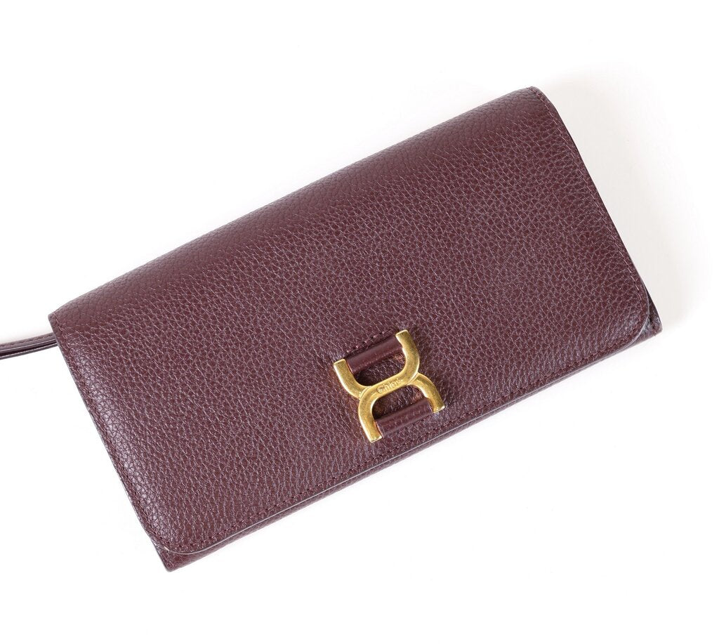 Deep Burgundy 'Marcie' Long Flap Wallet