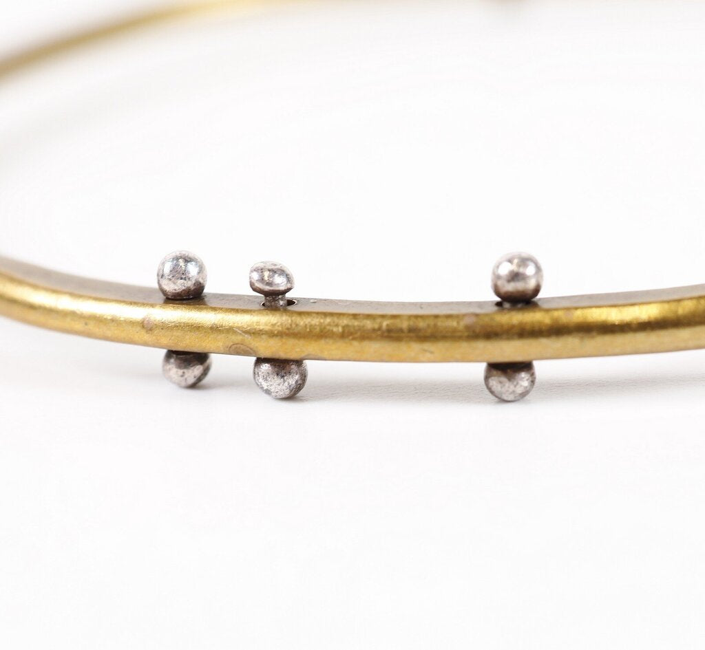 Brass Bangle with Silver Accents