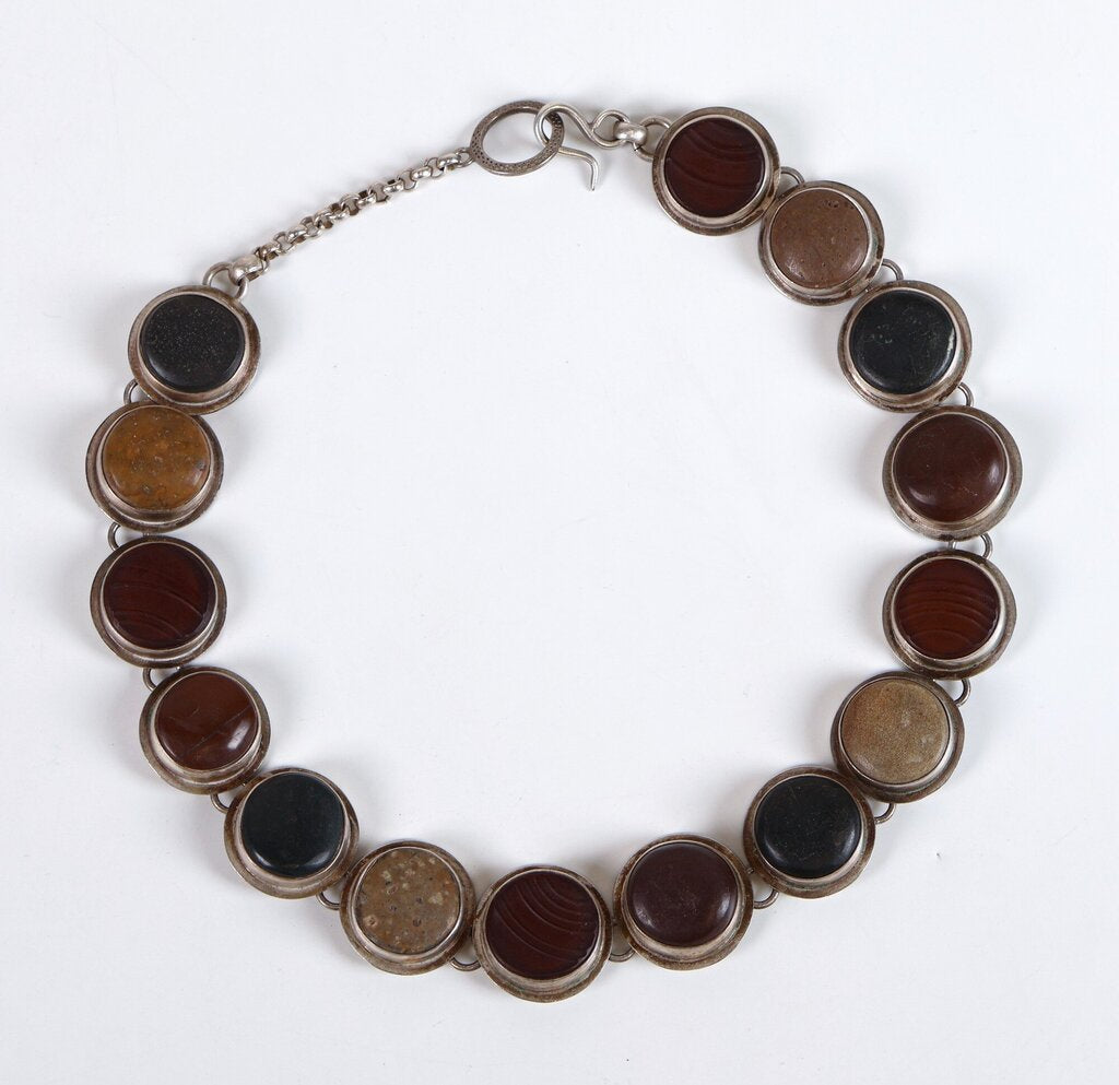 Sterling Recycled Glass and Polished Stone Choker