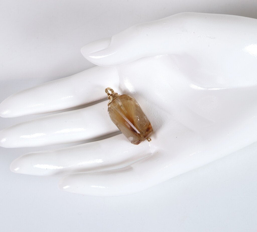 14K Yellow Gold Fill Rutilated Quartz Pendant