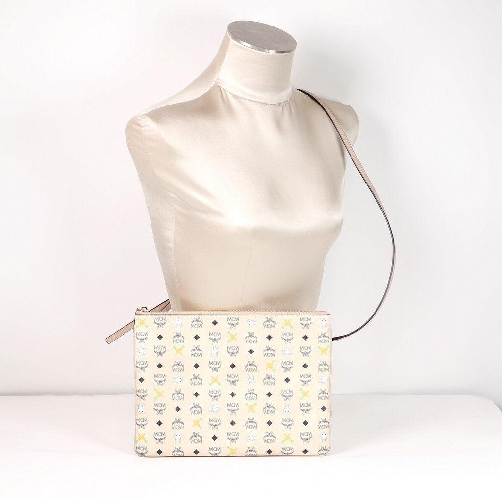 Cream Rabbit Print Crossbody Bag