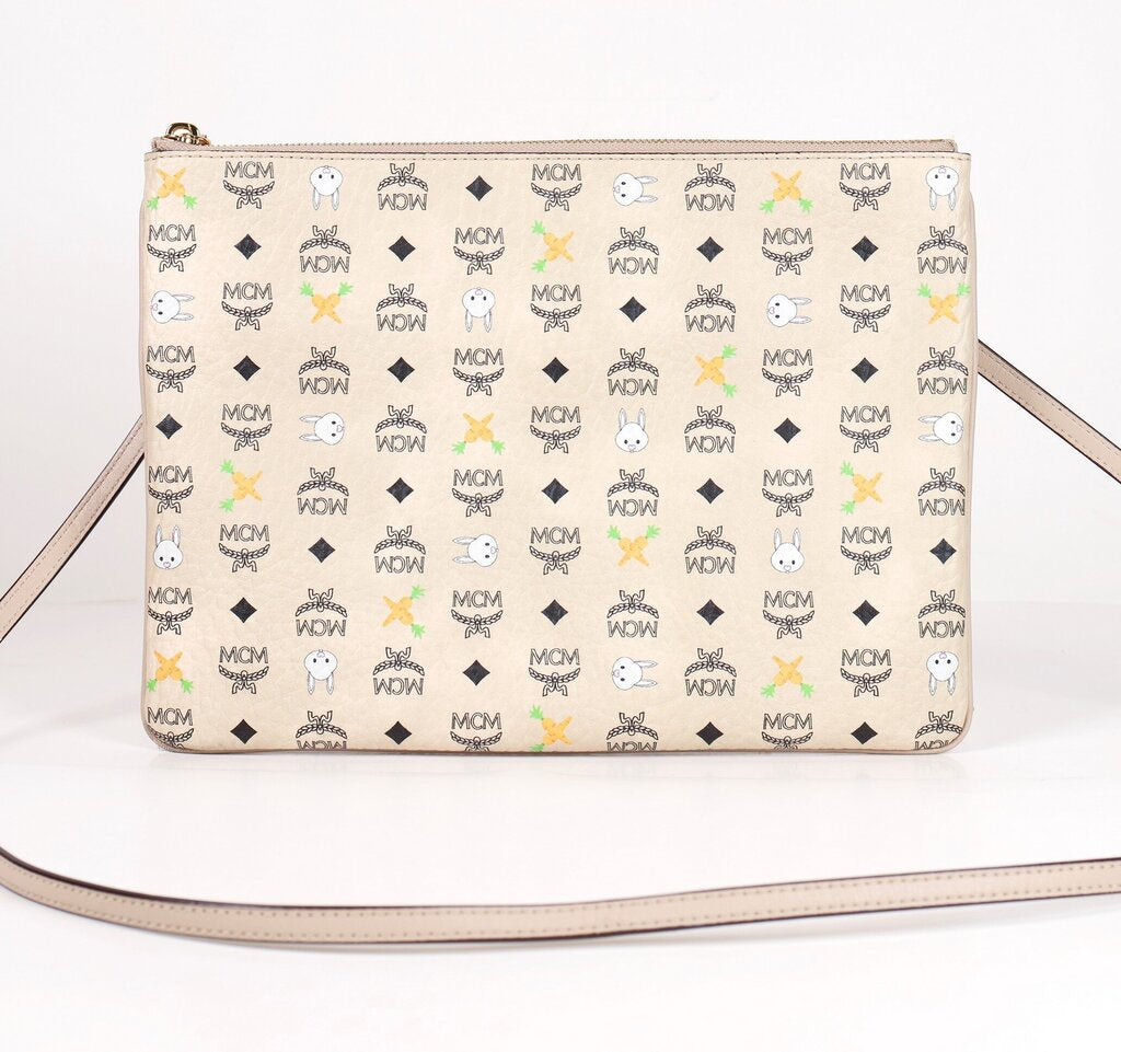 Cream Rabbit Print Crossbody Bag