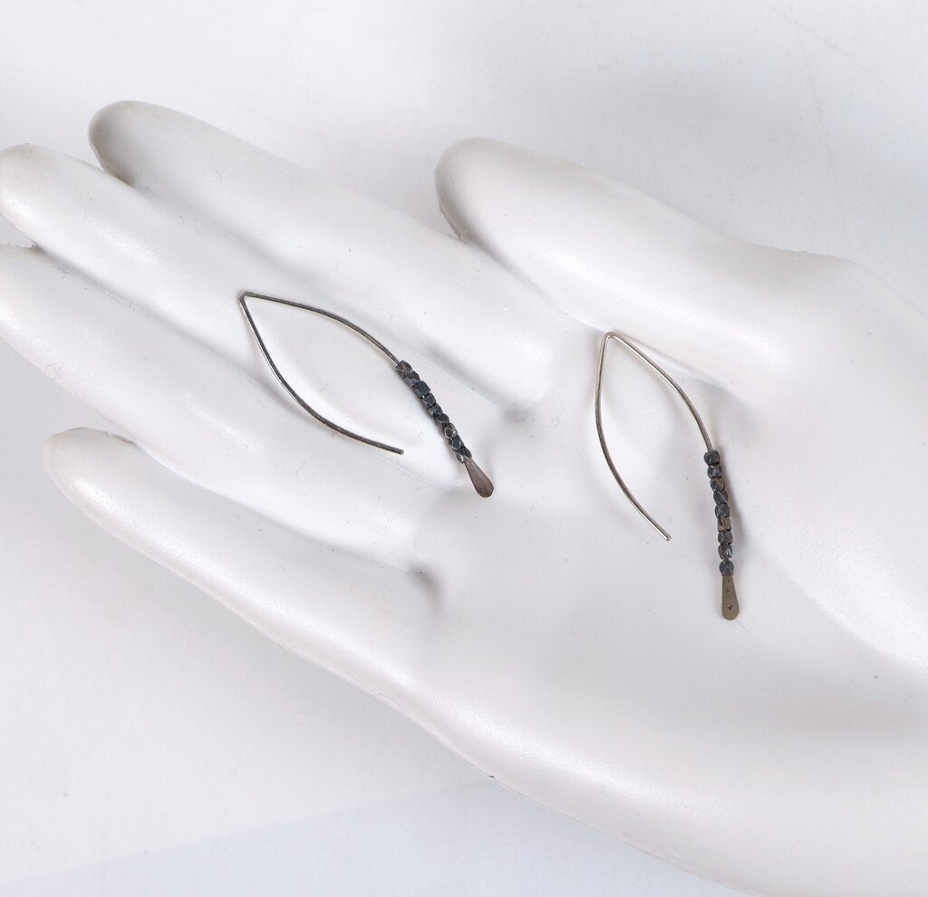 Oxidized and Hammered Sterling Threader Earrings
