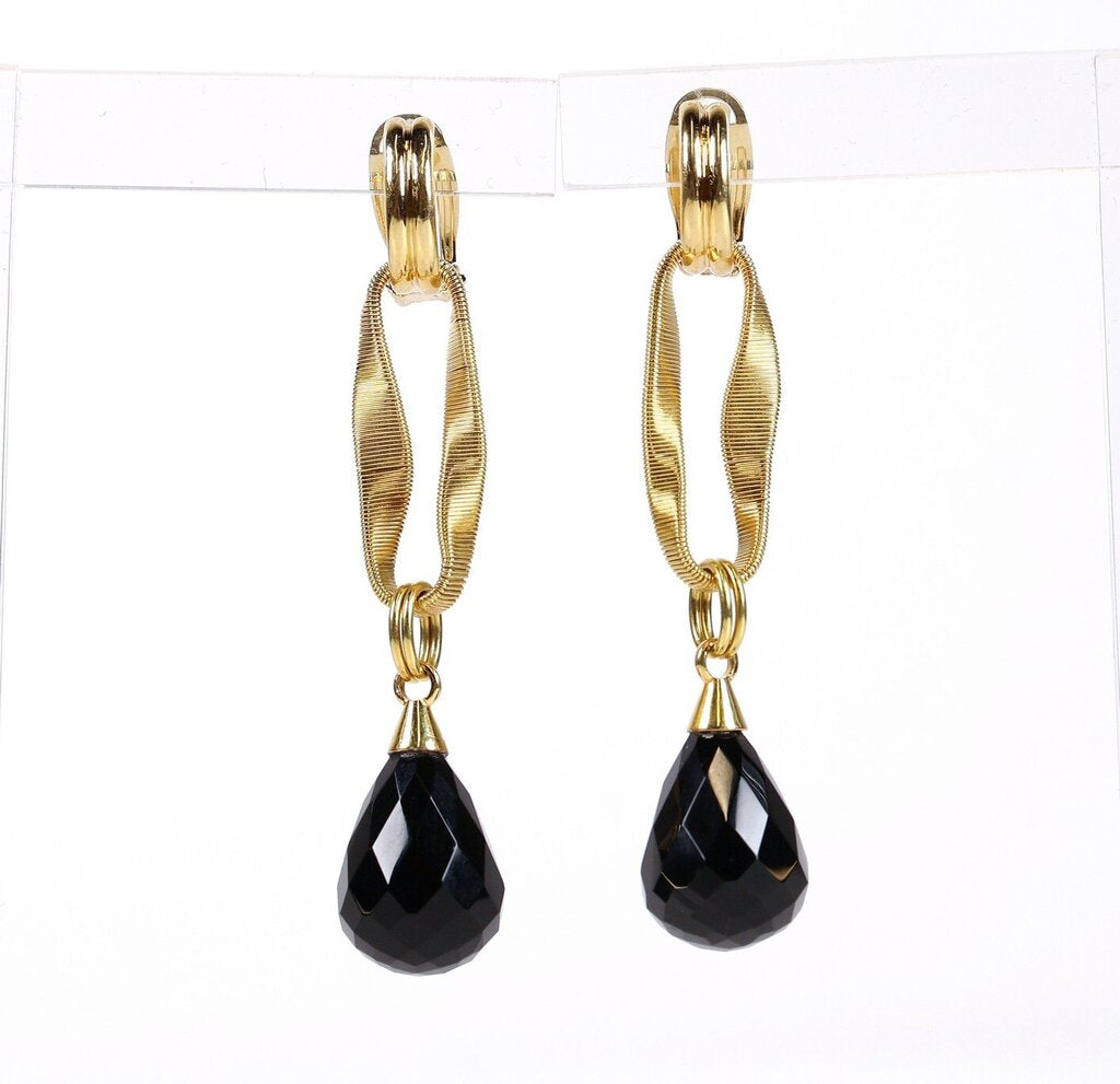 18K Gold and Onyx Briolette Earrings