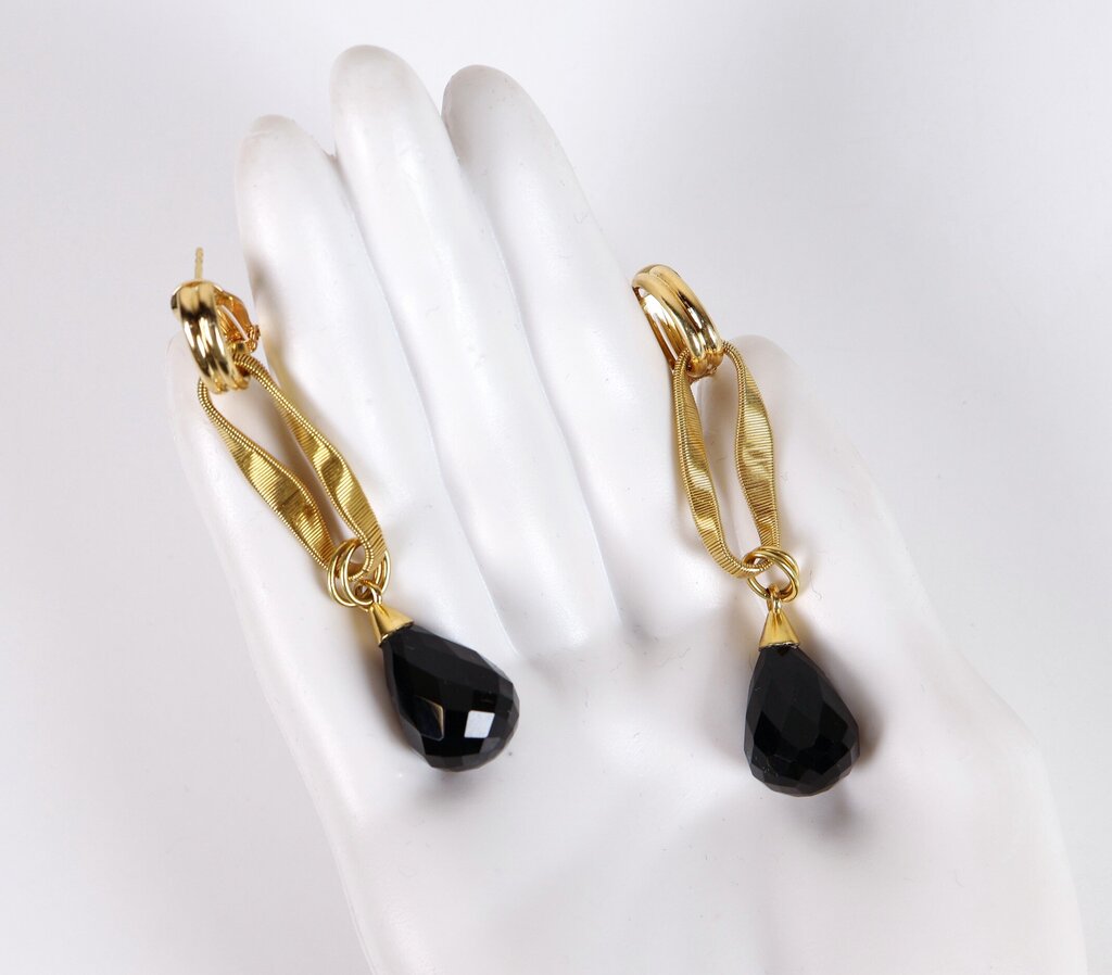 18K Gold and Onyx Briolette Earrings