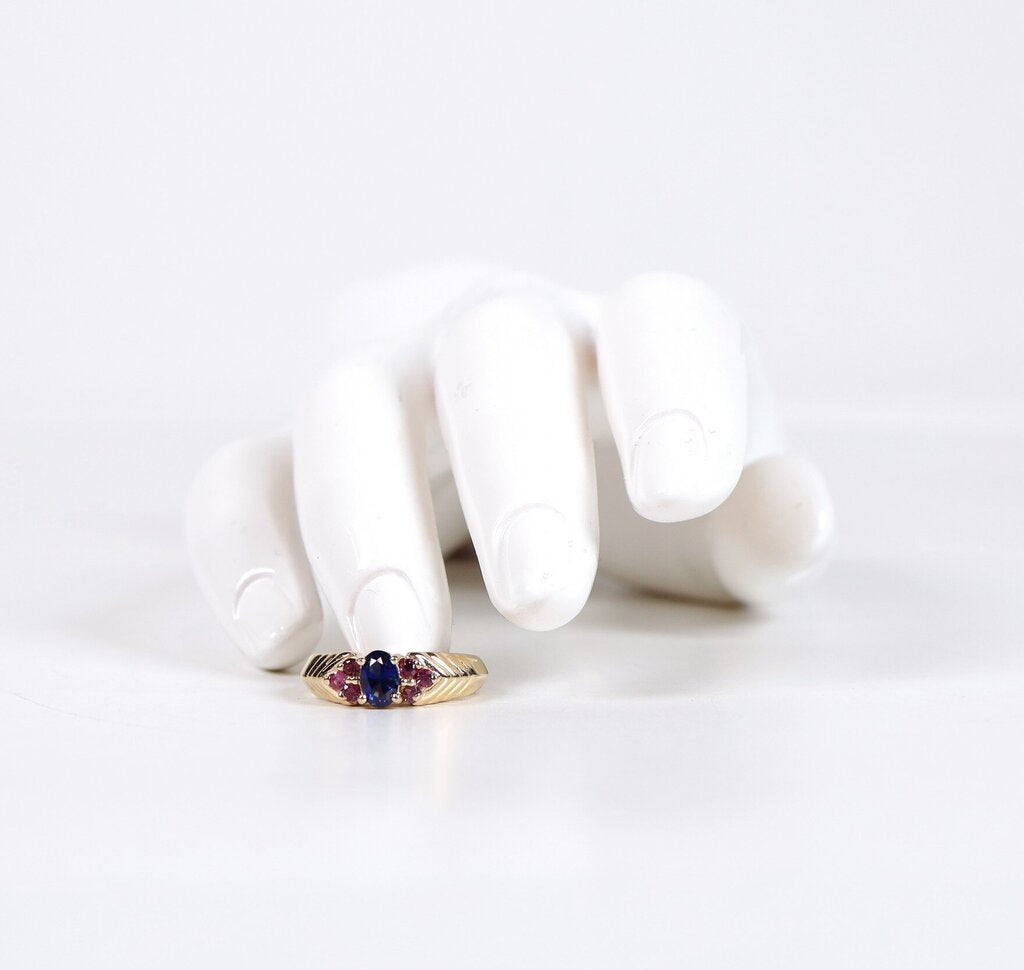 14K Pink and Blue Ruby Ring (6.5)