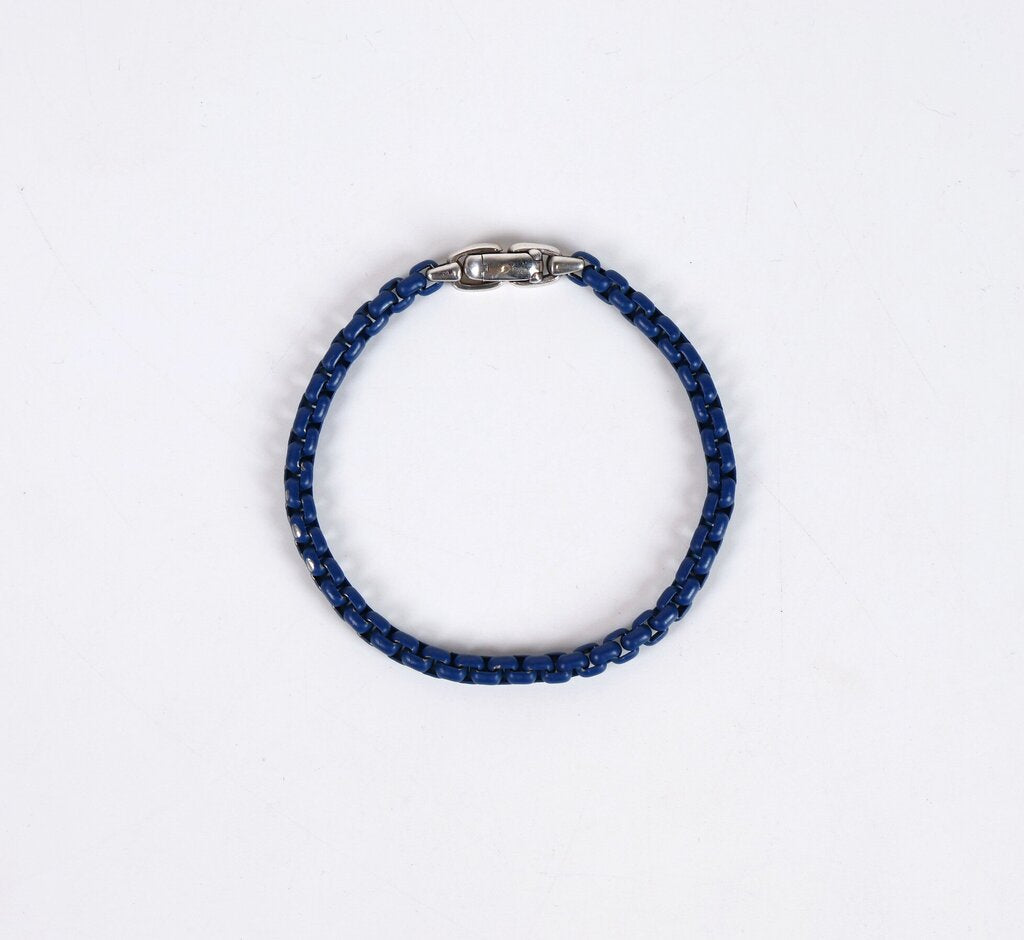 Sterling and Enamel Box Chain Bracelet (L)