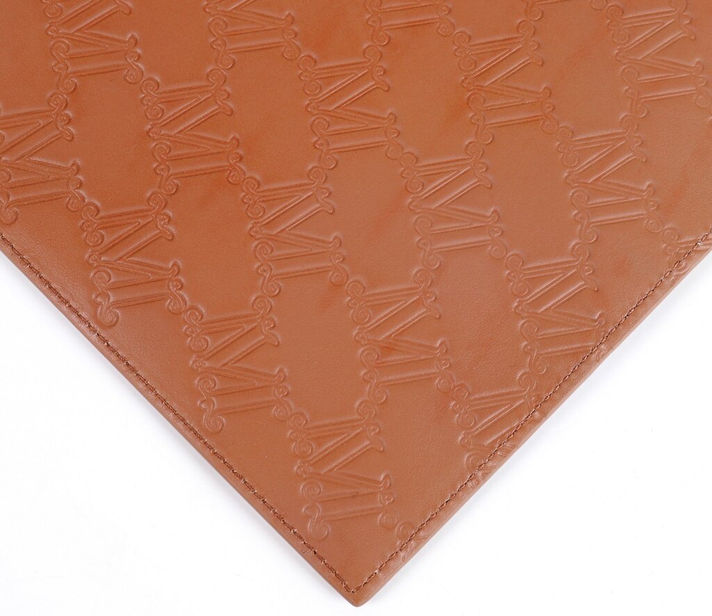 Dark Carmel Leather Embossed Wristlet