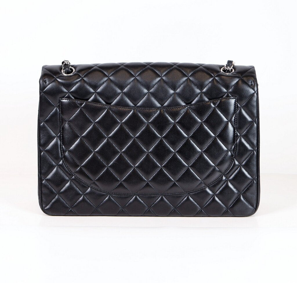 2010 Black Classic Jumbo Flap - Lambskin - Silver Hardware