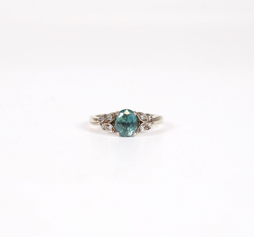 14K Gold Montana Sapphire and Diamond Ring (6.5)