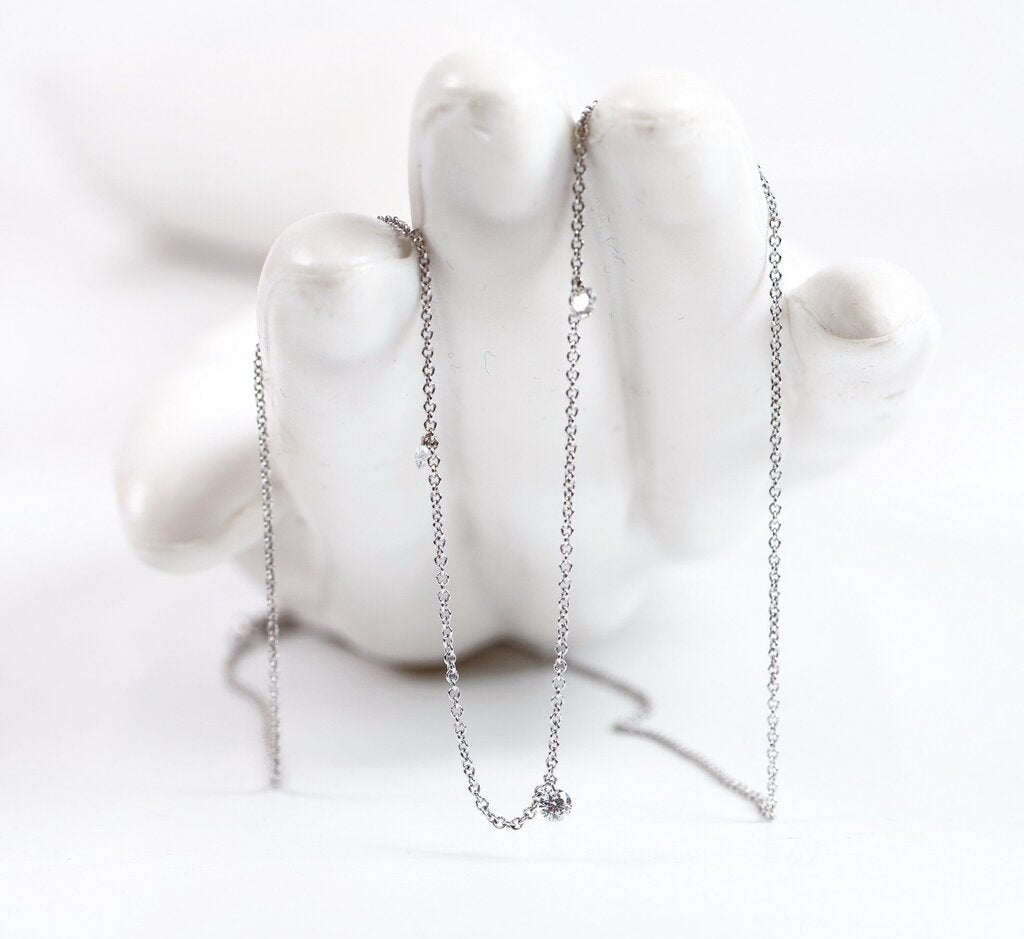 18K Gold and Floating Diamond Trio Necklace