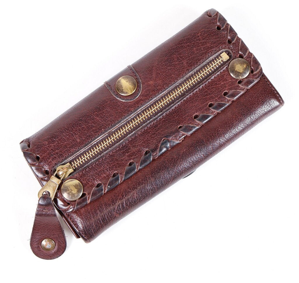 Brown Leather Whipstitch Wallet