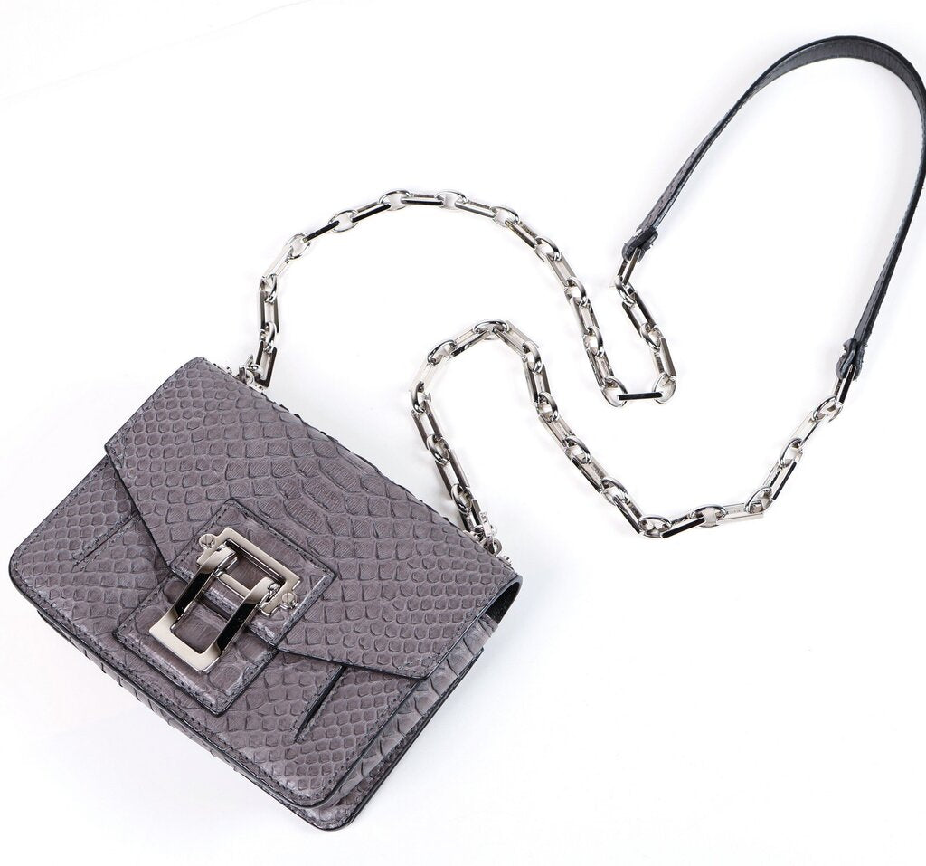 Grey 'Hava' Snake Skin Crossbody Bag
