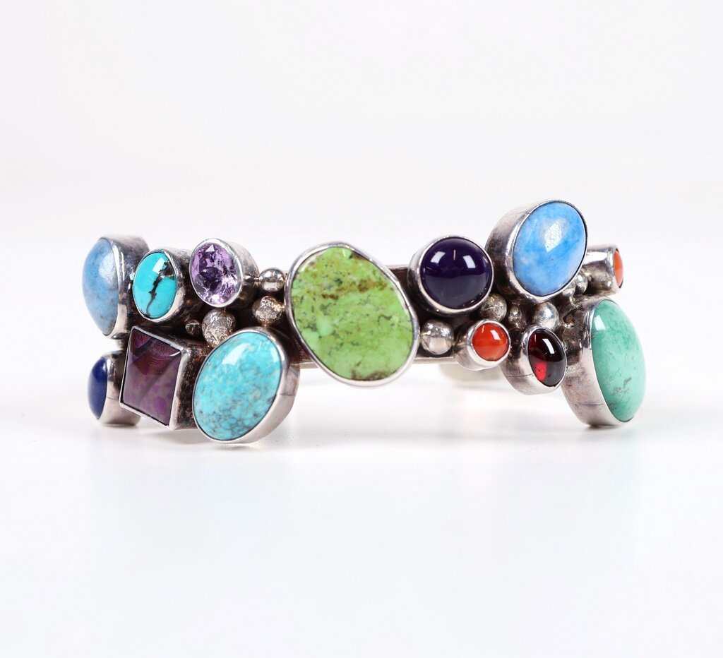Sterling and Multi Stone Cuff