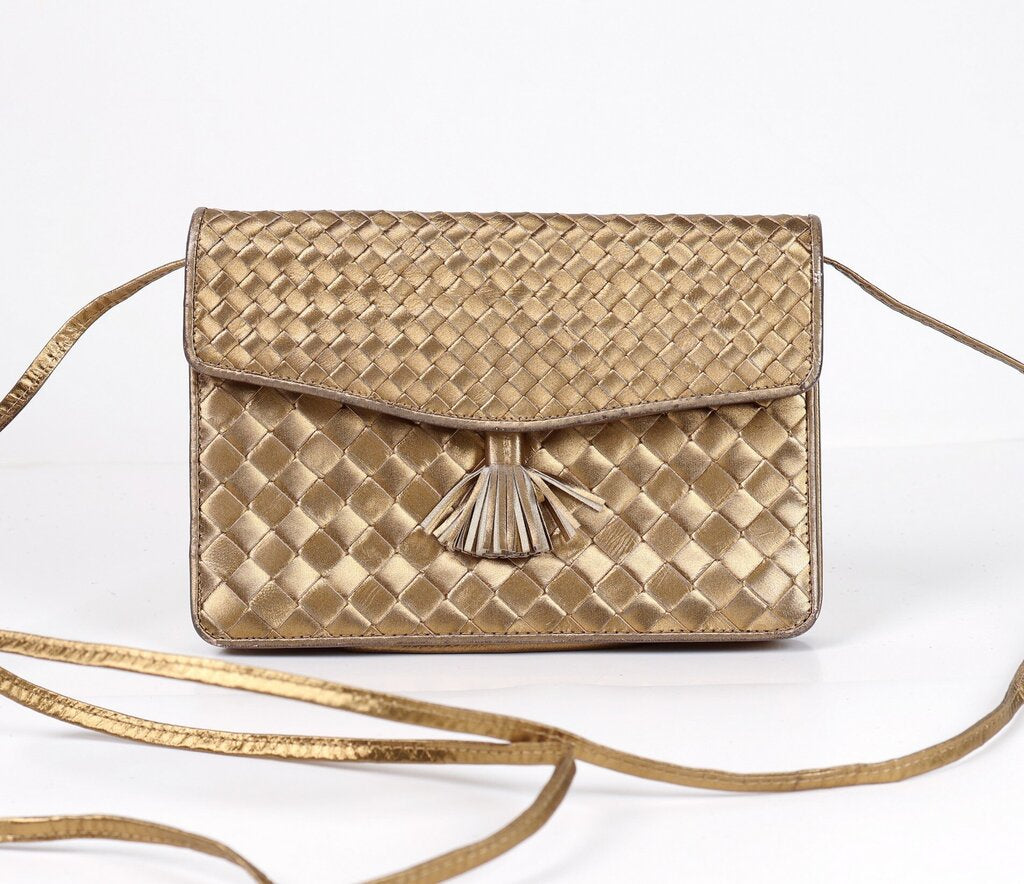 Gold Small Crossbody with Tassel