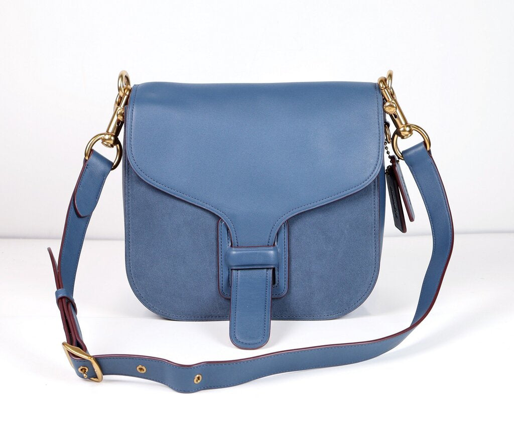 Blue Courier Leather with Brass Hardware