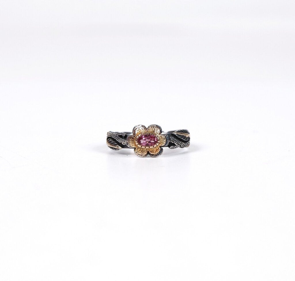 Sterling 18K Gold and Pink Tourmaline ring (5.5)