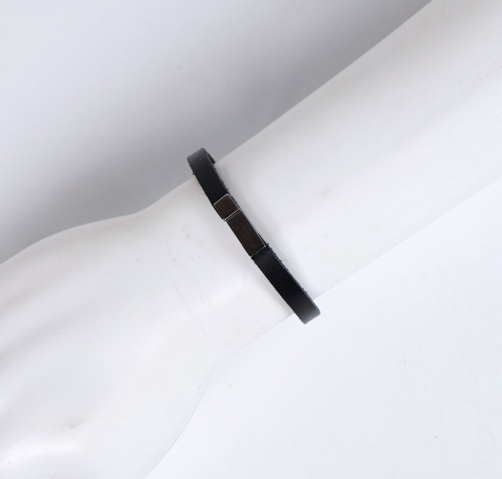 Palladium and Leather Bracelet