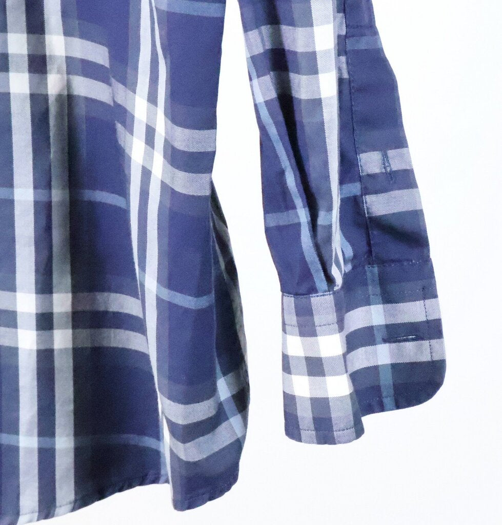Navy/White Plaid Button Up Shirt (L)