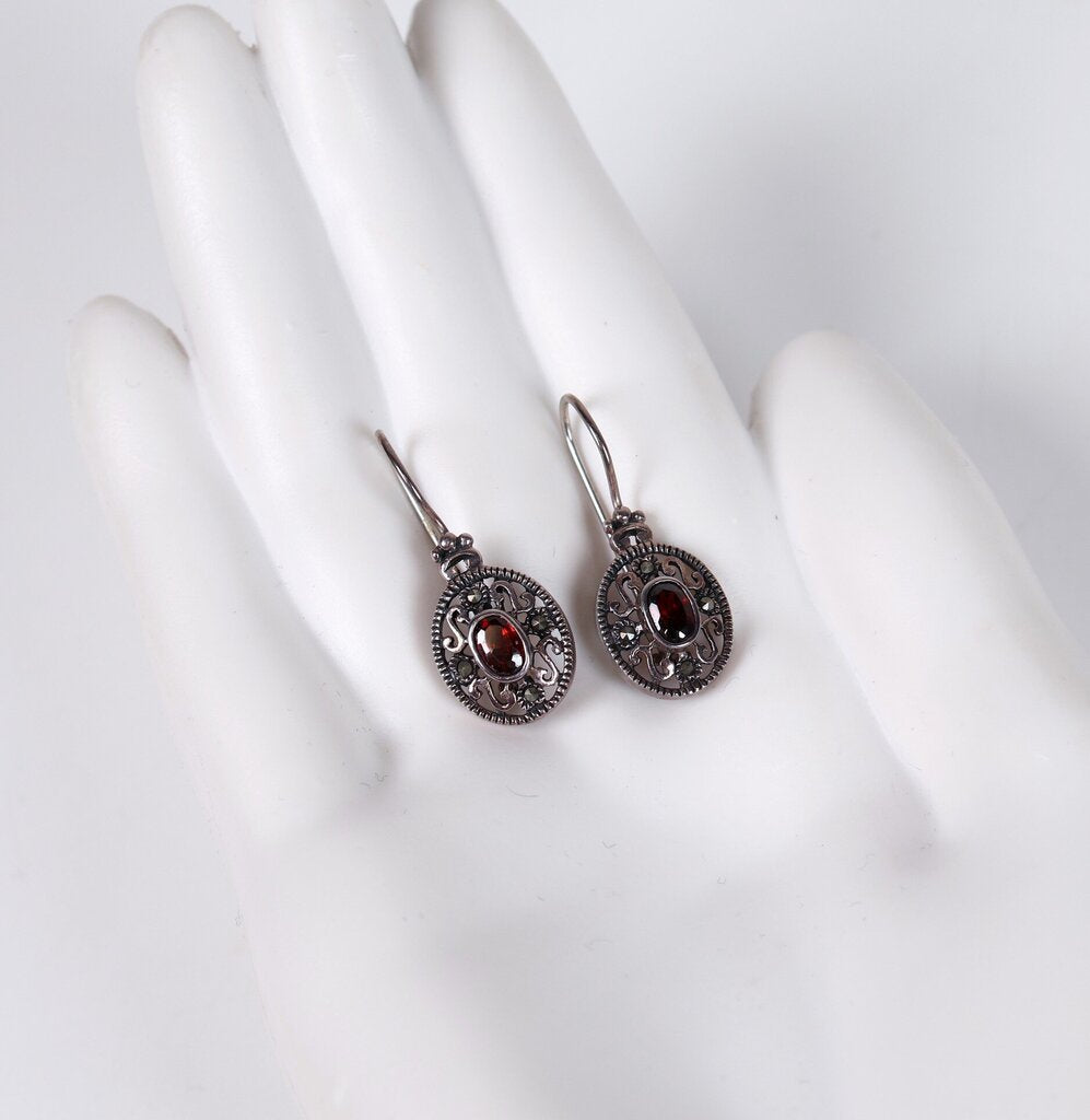 Sterling Copper and Garnet Earrings