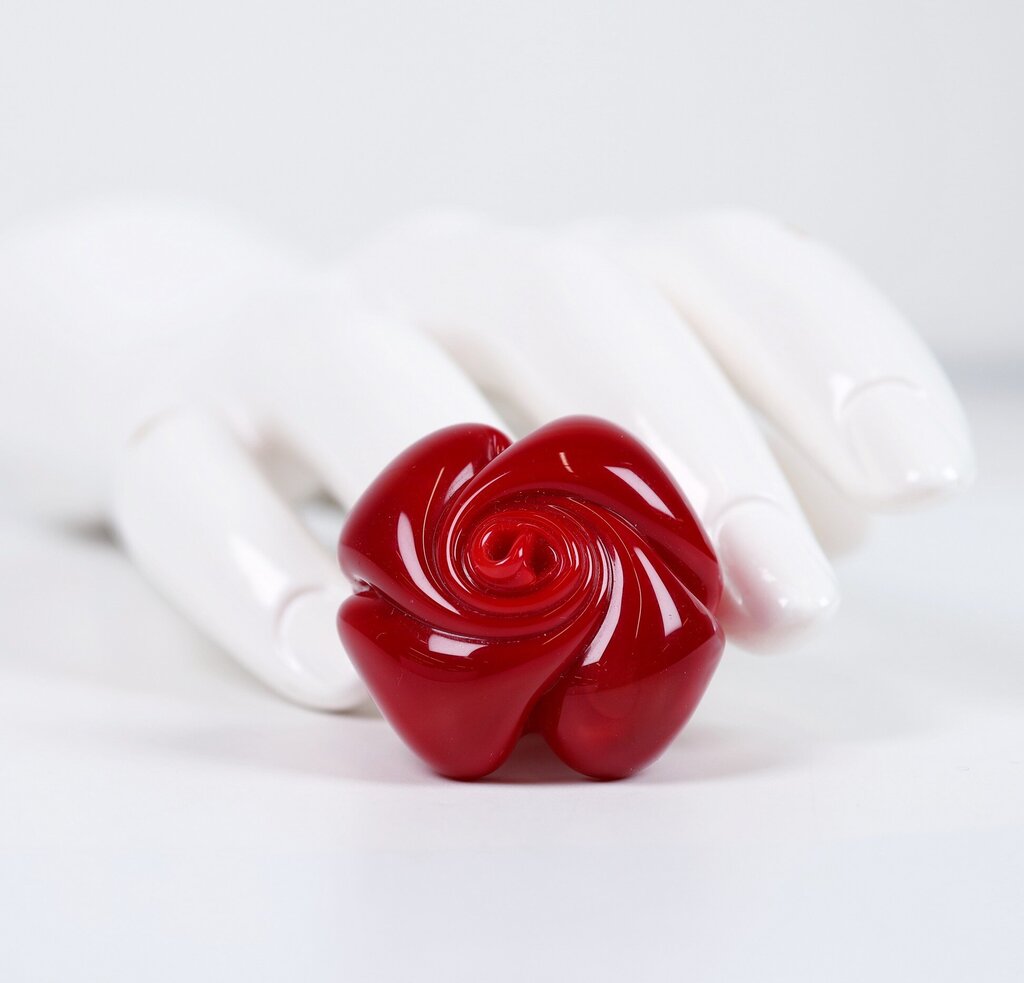 Deep Red Rose Glass Ring (9.25)
